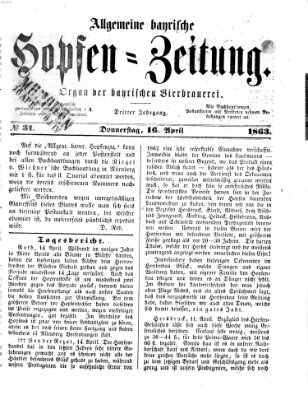 Allgemeine bayrische Hopfen-Zeitung (Allgemeine Hopfen-Zeitung) Donnerstag 16. April 1863