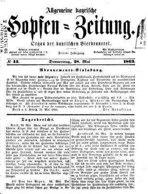 Allgemeine bayrische Hopfen-Zeitung (Allgemeine Hopfen-Zeitung) Donnerstag 28. Mai 1863