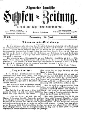 Allgemeine bayrische Hopfen-Zeitung (Allgemeine Hopfen-Zeitung) Donnerstag 18. Juni 1863