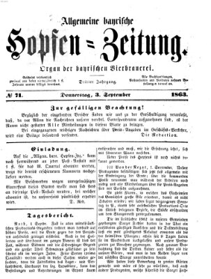 Allgemeine bayrische Hopfen-Zeitung (Allgemeine Hopfen-Zeitung) Donnerstag 3. September 1863