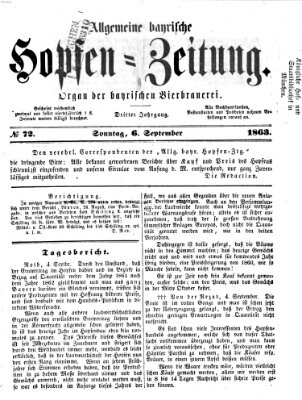 Allgemeine bayrische Hopfen-Zeitung (Allgemeine Hopfen-Zeitung) Sonntag 6. September 1863