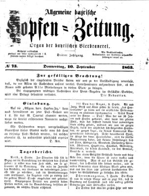 Allgemeine bayrische Hopfen-Zeitung (Allgemeine Hopfen-Zeitung) Donnerstag 10. September 1863