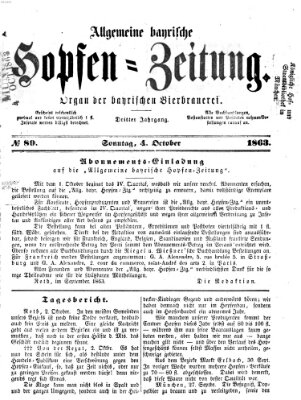 Allgemeine bayrische Hopfen-Zeitung (Allgemeine Hopfen-Zeitung) Sonntag 4. Oktober 1863