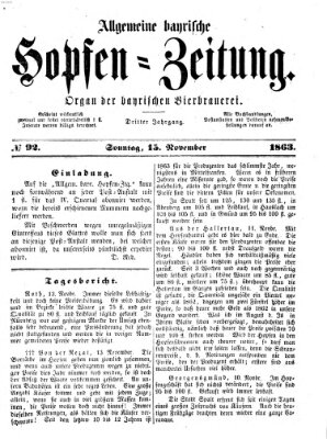 Allgemeine bayrische Hopfen-Zeitung (Allgemeine Hopfen-Zeitung) Sonntag 15. November 1863