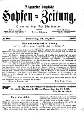 Allgemeine bayrische Hopfen-Zeitung (Allgemeine Hopfen-Zeitung) Donnerstag 24. Dezember 1863