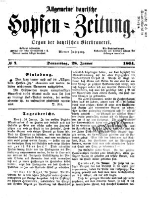 Allgemeine bayrische Hopfen-Zeitung (Allgemeine Hopfen-Zeitung) Donnerstag 28. Januar 1864