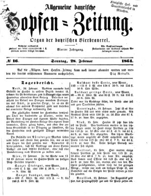 Allgemeine bayrische Hopfen-Zeitung (Allgemeine Hopfen-Zeitung) Sonntag 28. Februar 1864