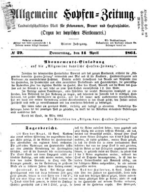 Allgemeine Hopfen-Zeitung Donnerstag 14. April 1864