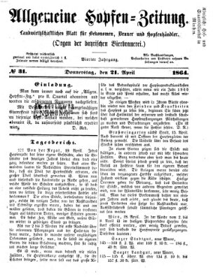 Allgemeine Hopfen-Zeitung Donnerstag 21. April 1864