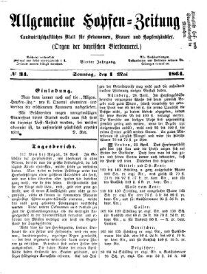 Allgemeine Hopfen-Zeitung Sonntag 1. Mai 1864