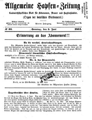 Allgemeine Hopfen-Zeitung Sonntag 5. Juni 1864