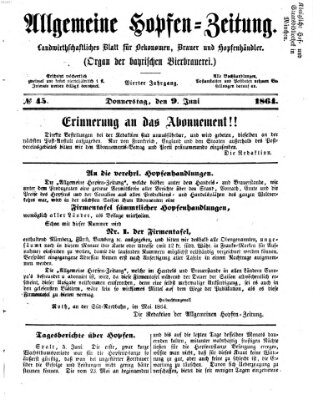 Allgemeine Hopfen-Zeitung Donnerstag 9. Juni 1864