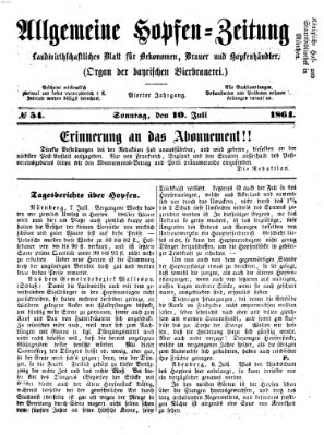 Allgemeine Hopfen-Zeitung Sonntag 10. Juli 1864