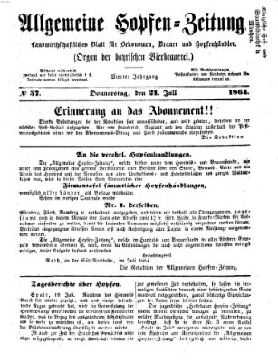 Allgemeine Hopfen-Zeitung Donnerstag 21. Juli 1864