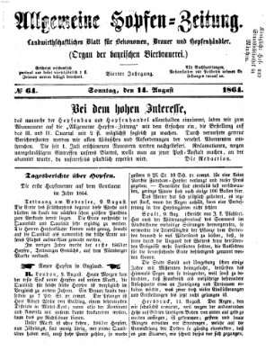 Allgemeine Hopfen-Zeitung Sonntag 14. August 1864