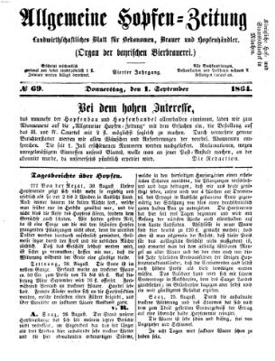 Allgemeine Hopfen-Zeitung Donnerstag 1. September 1864