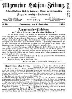 Allgemeine Hopfen-Zeitung Donnerstag 8. September 1864