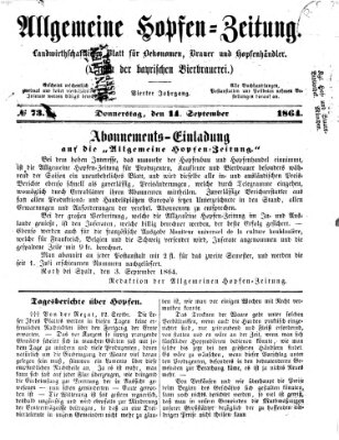 Allgemeine Hopfen-Zeitung Mittwoch 14. September 1864