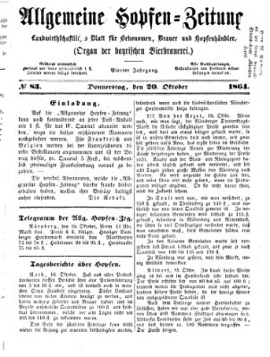 Allgemeine Hopfen-Zeitung Donnerstag 20. Oktober 1864