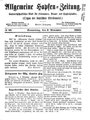 Allgemeine Hopfen-Zeitung Donnerstag 3. November 1864