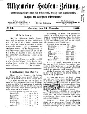 Allgemeine Hopfen-Zeitung Sonntag 27. November 1864