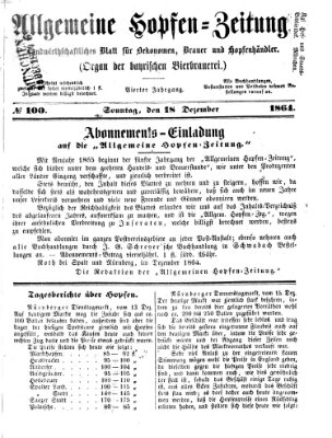 Allgemeine Hopfen-Zeitung Sonntag 18. Dezember 1864