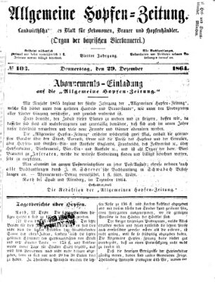 Allgemeine Hopfen-Zeitung Donnerstag 29. Dezember 1864
