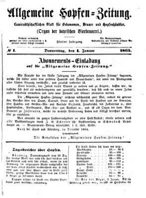 Allgemeine Hopfen-Zeitung Mittwoch 4. Januar 1865