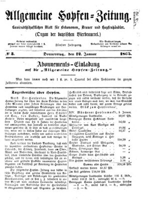 Allgemeine Hopfen-Zeitung Donnerstag 12. Januar 1865