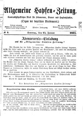 Allgemeine Hopfen-Zeitung Sonntag 15. Januar 1865