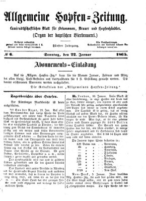 Allgemeine Hopfen-Zeitung Sonntag 22. Januar 1865