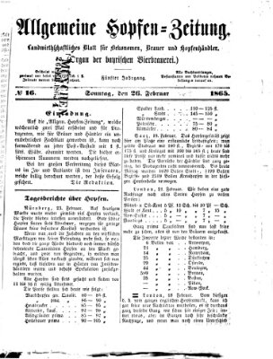 Allgemeine Hopfen-Zeitung Sonntag 26. Februar 1865