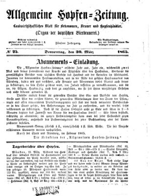 Allgemeine Hopfen-Zeitung Donnerstag 30. März 1865