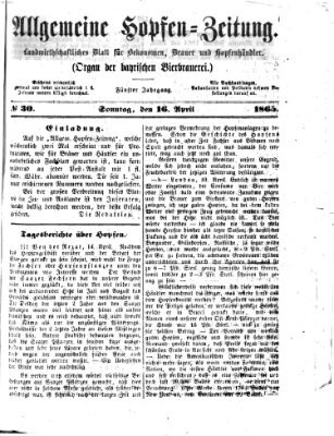 Allgemeine Hopfen-Zeitung Sonntag 16. April 1865