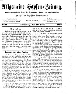 Allgemeine Hopfen-Zeitung Donnerstag 20. April 1865