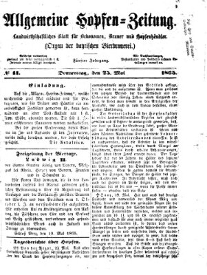 Allgemeine Hopfen-Zeitung Donnerstag 25. Mai 1865