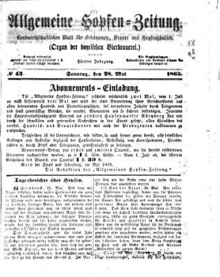 Allgemeine Hopfen-Zeitung Sonntag 28. Mai 1865