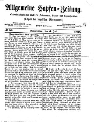 Allgemeine Hopfen-Zeitung Donnerstag 6. Juli 1865