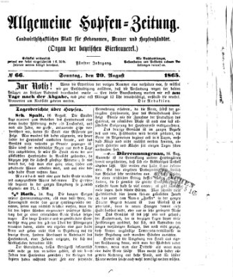 Allgemeine Hopfen-Zeitung Sonntag 20. August 1865