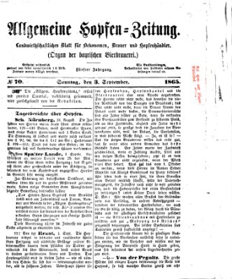 Allgemeine Hopfen-Zeitung Sonntag 3. September 1865