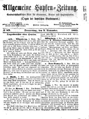 Allgemeine Hopfen-Zeitung Donnerstag 9. November 1865