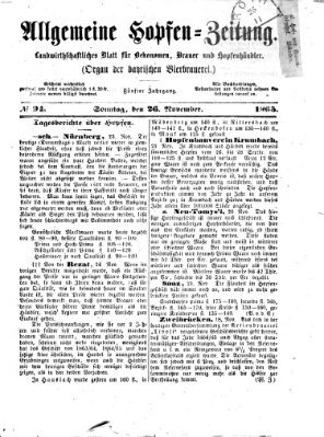Allgemeine Hopfen-Zeitung Sonntag 26. November 1865