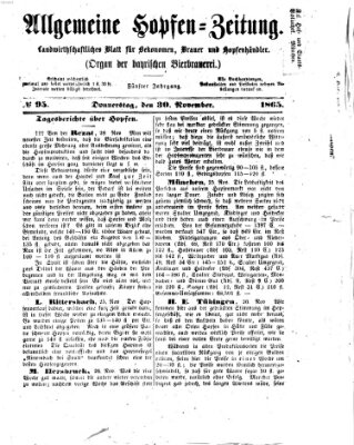 Allgemeine Hopfen-Zeitung Donnerstag 30. November 1865