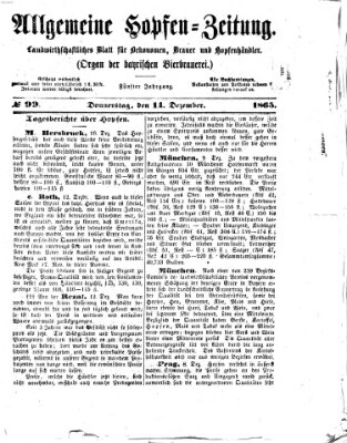 Allgemeine Hopfen-Zeitung Donnerstag 14. Dezember 1865