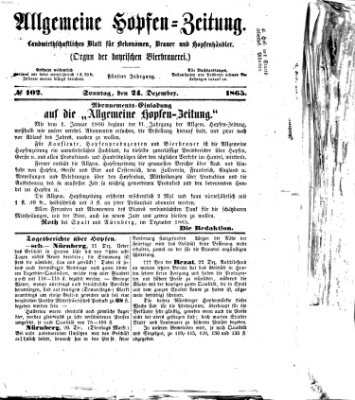 Allgemeine Hopfen-Zeitung Sonntag 24. Dezember 1865