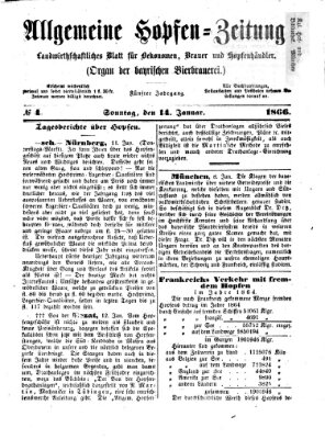 Allgemeine Hopfen-Zeitung Sonntag 14. Januar 1866