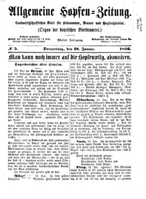 Allgemeine Hopfen-Zeitung Donnerstag 18. Januar 1866