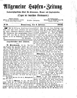 Allgemeine Hopfen-Zeitung Donnerstag 1. Februar 1866