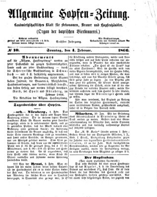 Allgemeine Hopfen-Zeitung Sonntag 4. Februar 1866