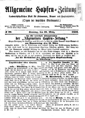 Allgemeine Hopfen-Zeitung Sonntag 18. März 1866